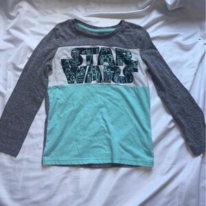 Star Wars Boys Gray and Teal Long Sleeve Tee, Boys Shirts, Casual Shirt, Movie